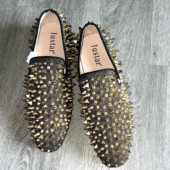 Men's loafers, size 44, designed with Golden studs - Picture 4 of 4